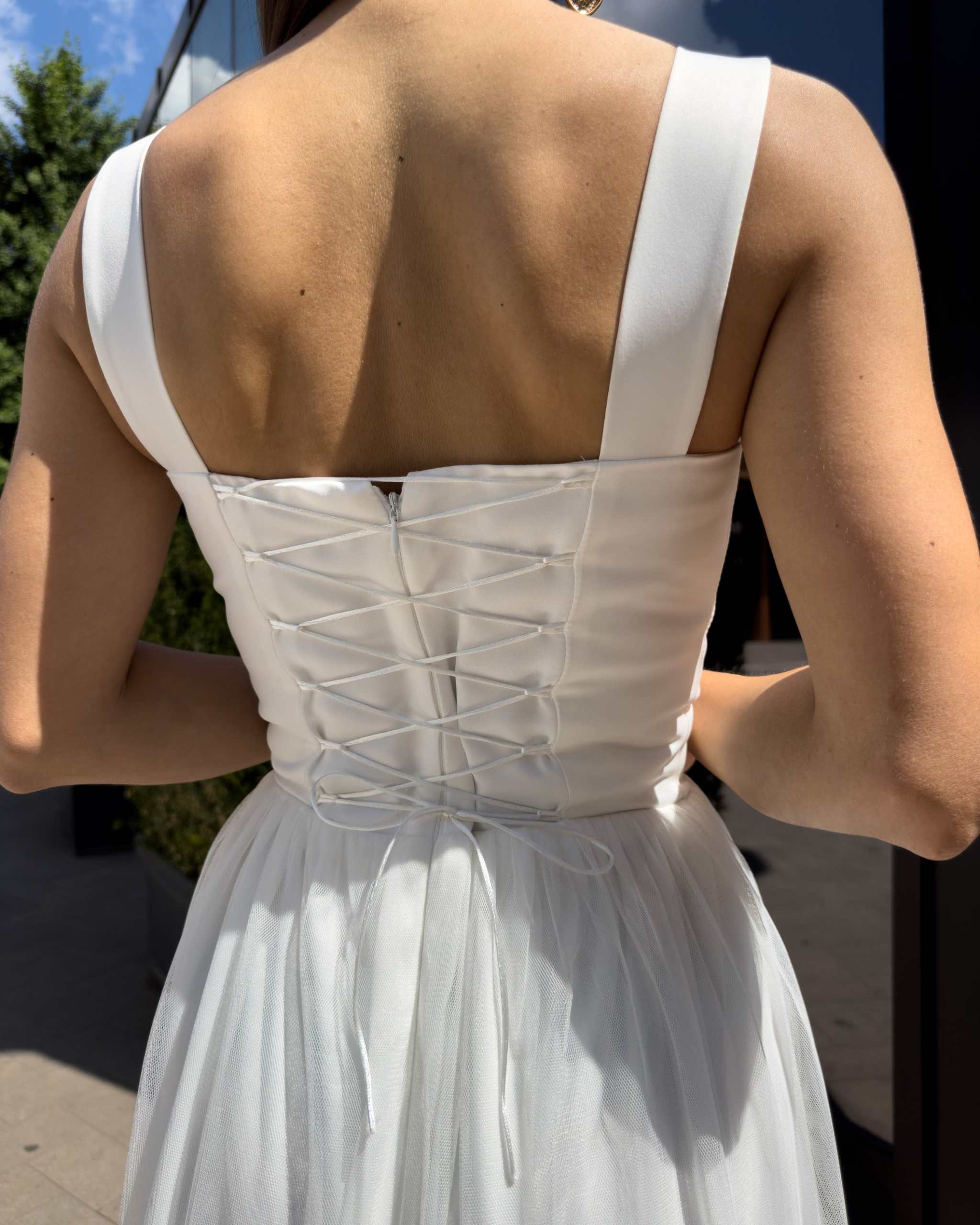 Rochie cununie civila cu corset reglabil și fermoar discret