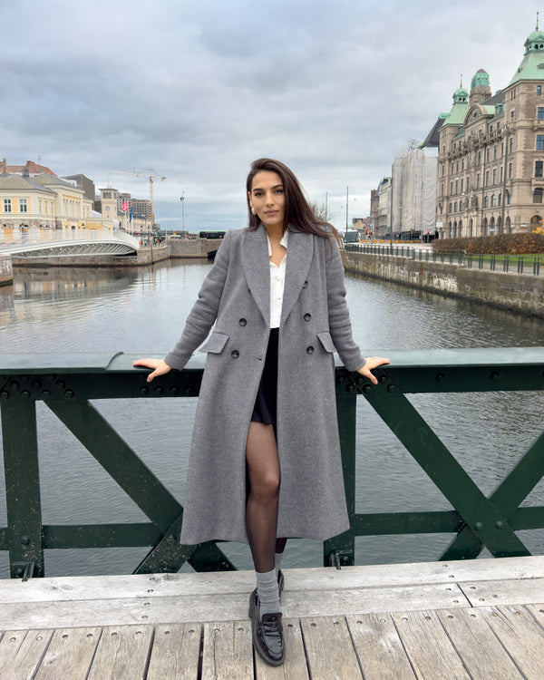 Gray wool coat for women