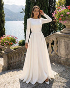 Simple and elegant A-line wedding dress