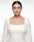 Classic wedding dress, square neckline, long sleeves 