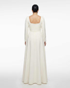 Classic wedding dress, square neckline, long sleeves 