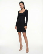 Elegant black mini dress with sleeves