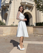 White midi dress for parties, civil weddings
