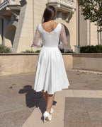 White midi dress for parties, civil weddings
