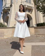 White midi dress for parties, civil weddings